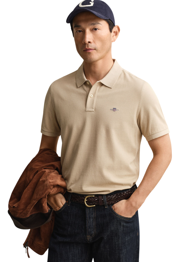 GANT POLO SHIELD PIQUE REGULAR FIT OAT BEIGE