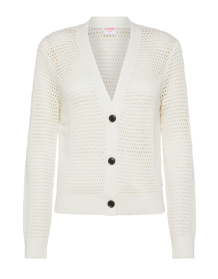 SUN68 DONNA CARDIGAN JACQUARD BIANCO
