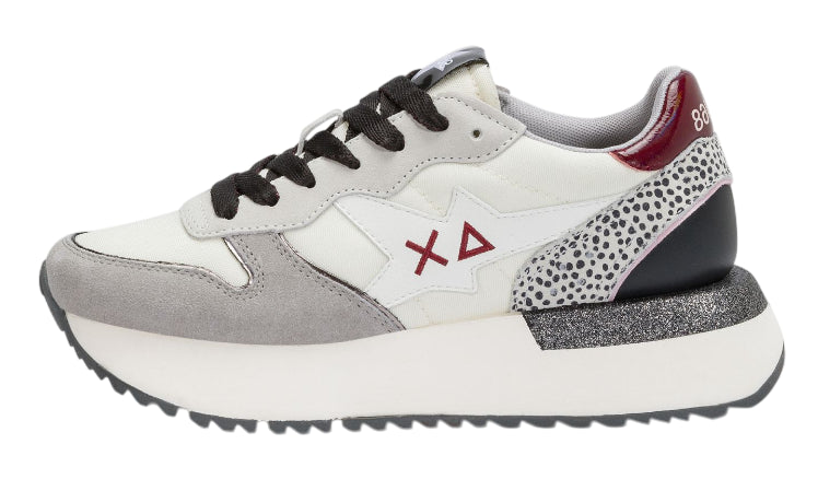 SUN68 SNEAKERS DONNA BIG STARGIRL Z45221 MIX MATERIAL BIANCO PANNA