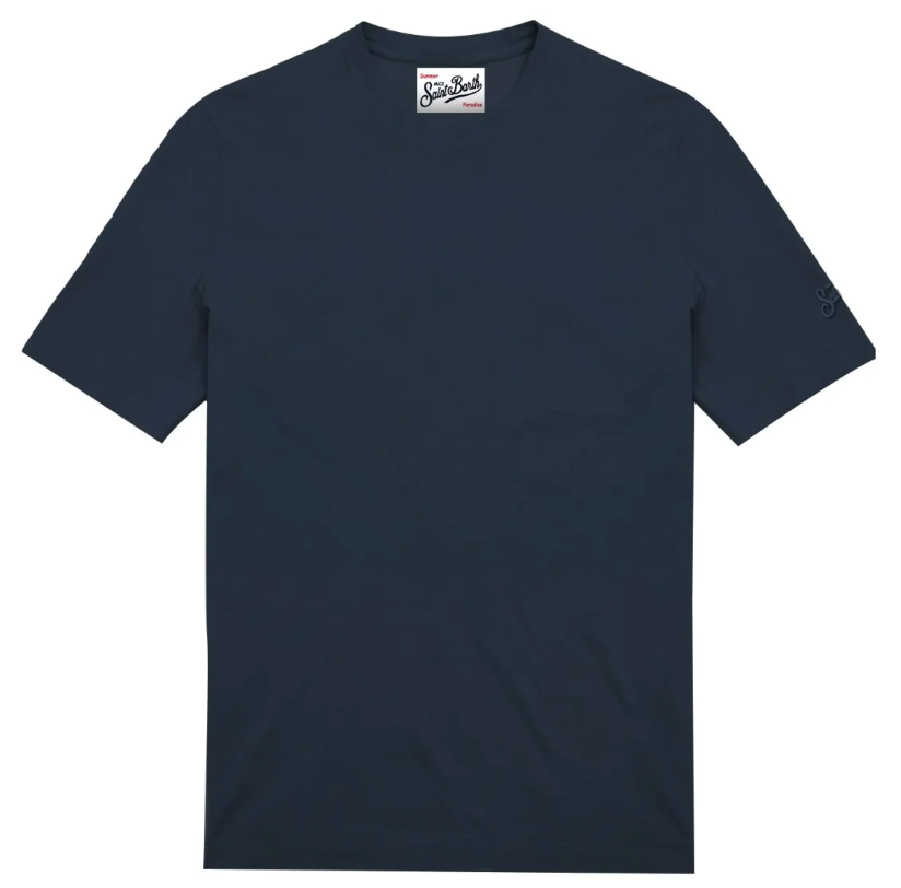 MC2 SAINT BARTH T-SHIRT ORSON IN FRESH COTTON CREPE BLU NAVY