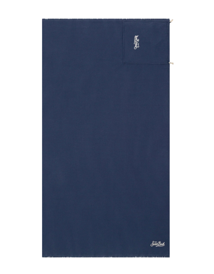 MC2 SAINT BARTH TELO MARE IN COTONE WAFFLE CON SACCA COLORE BLU