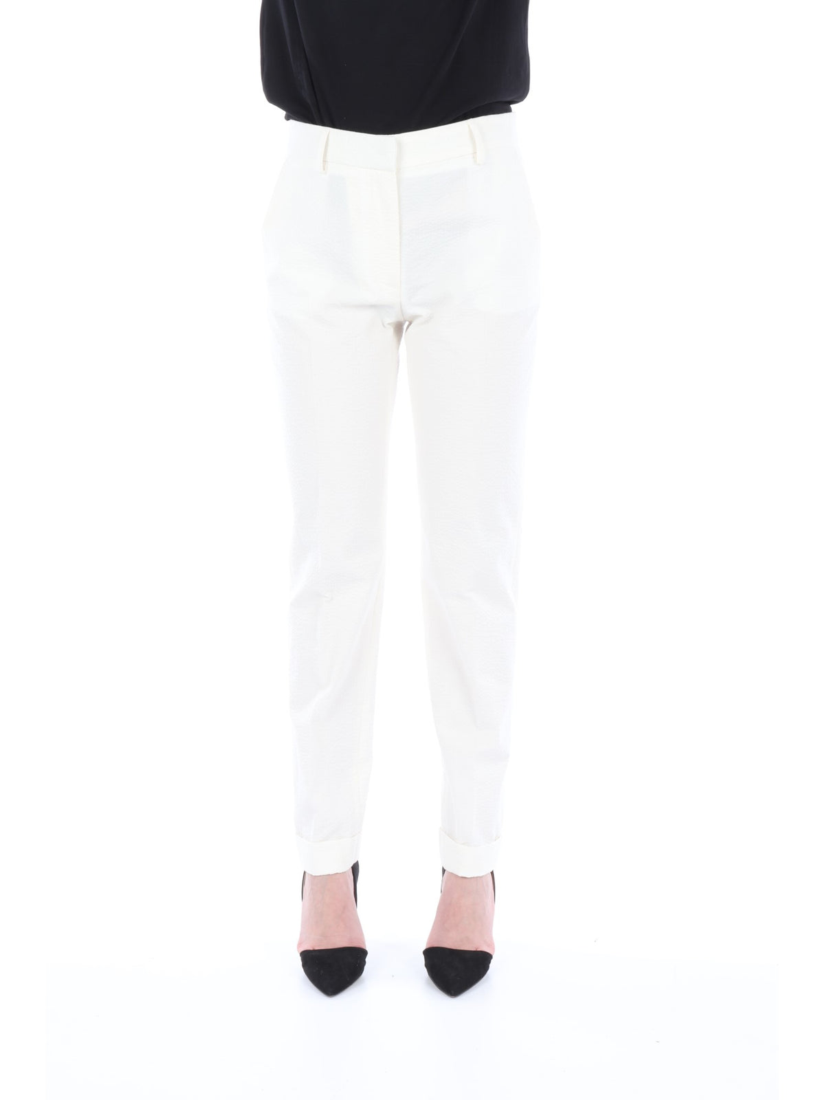 MANUEL RITZ PANTALONE IN COTONE BIANCO DA DONNA