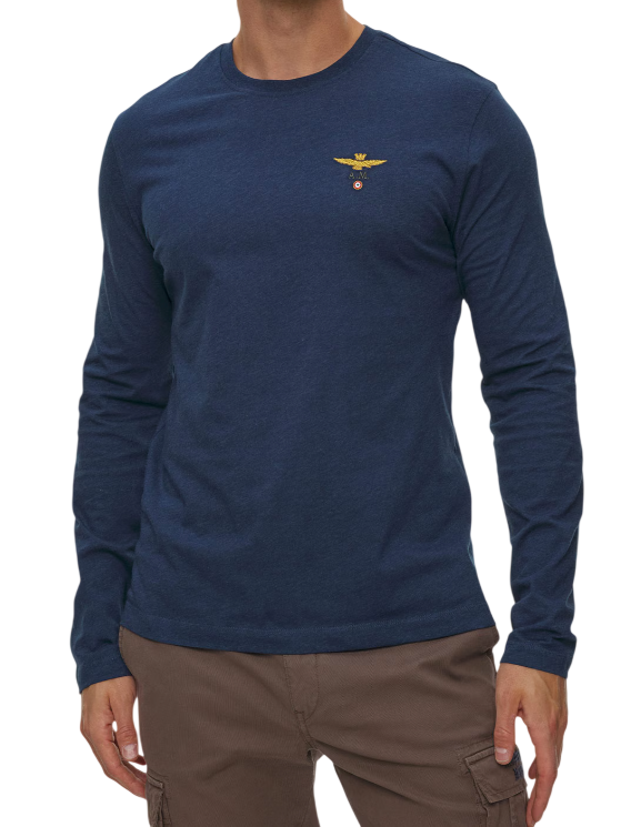 AERONAUTICA MILITARE T-SHIRT REGULAR FIT MANICA LUNGA AQUILIA BLU NAVY