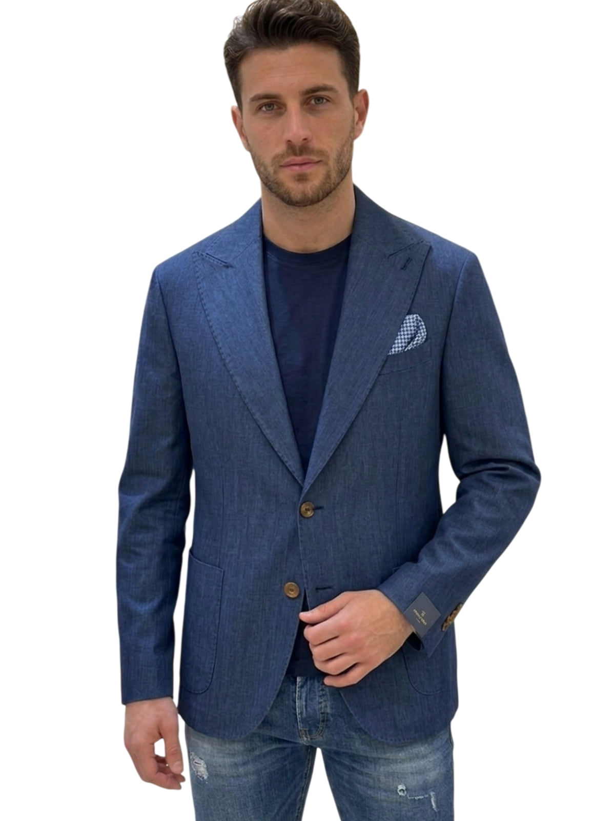 MARK MIDOR GIACCA MONOPETTO IN COTONE COLORE DENIM