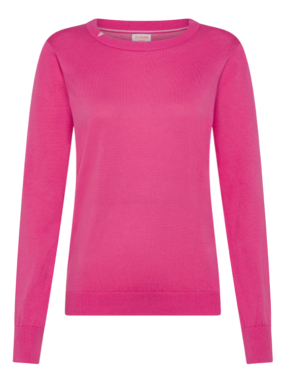 SUN68 MAGLIA DONNA SWEATER BASIC FUCSIA