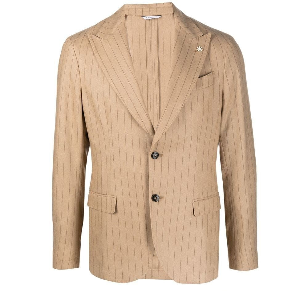 MANUEL RITZ BLAZER MONOPETTO CAMMELLO RIGATO