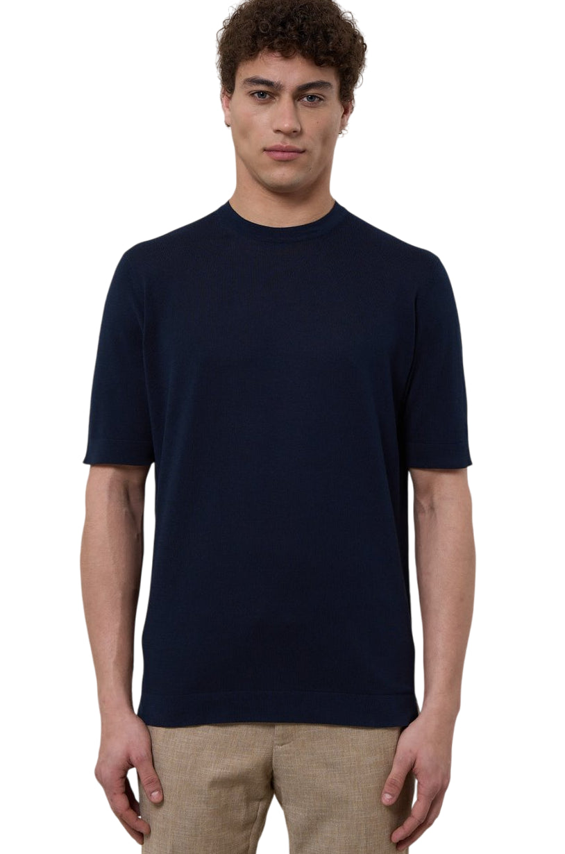 FILIPPO DE LAURENTIIS T-SHIRT COTONE CREPE BLU NAVY