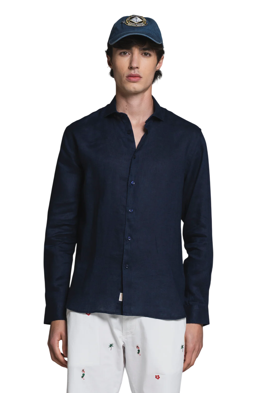 IMPURE CAMICIA IN LINO 100% COLORE BLU NAVY