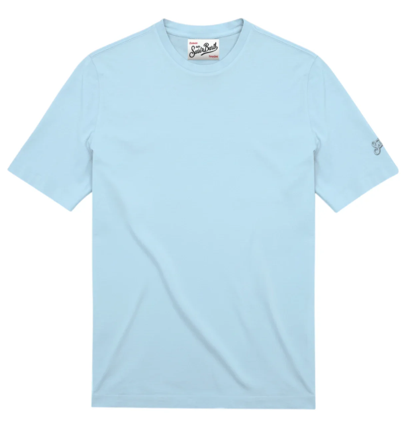 MC2 SAINT BARTH T-SHIRT ORSON IN FRESH COTTON CREPE LIGHT BLU