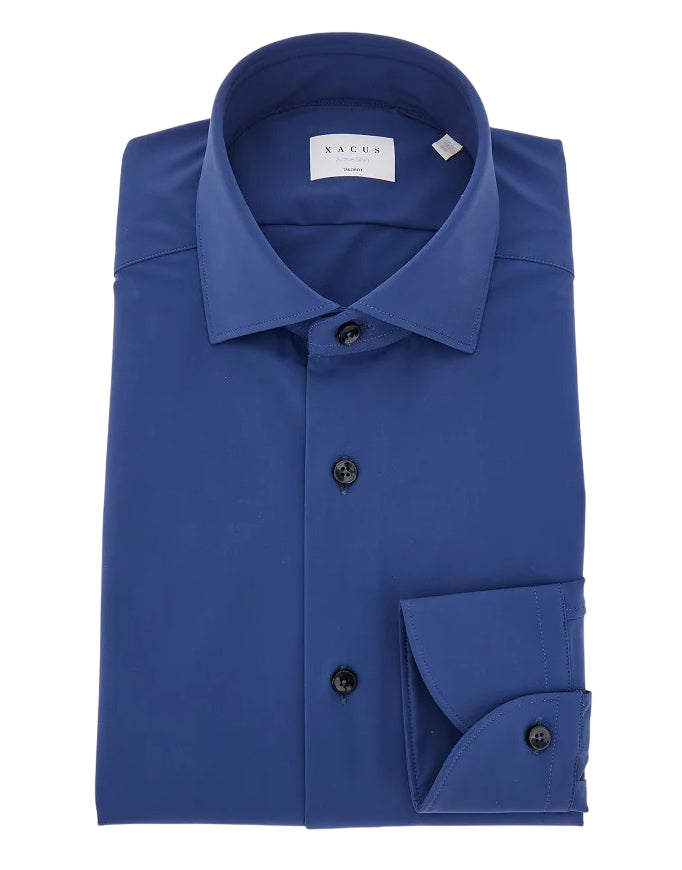 XACUS CAMICIA UOMO ACTIVE SHIRT TAILOR FIT FONDO UNICO BLU