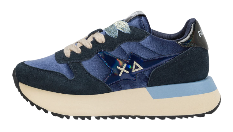 SUN68 SNEAKERS DONNA BIG STARGIRL VELVET NAVY BLUE