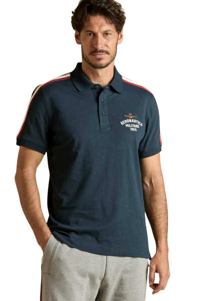AERONAUTICA MILITARE POLO IN COTONE FIAMMATO CON TRICOLORE