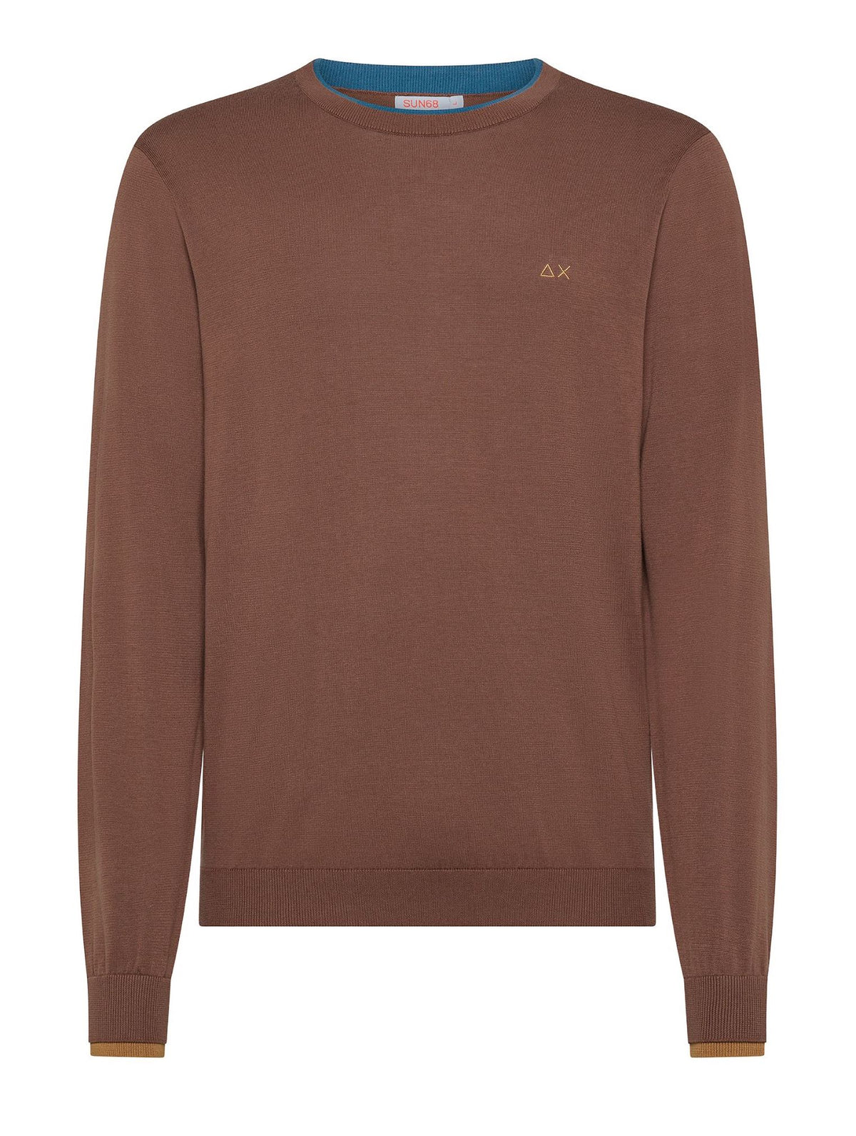 SUN68 UOMO MAGLIA SWEATER NECK DOUBLE RIB MARRONE