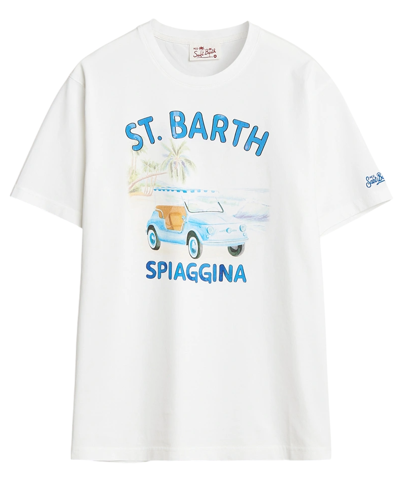 MC2 SAINT BARTH T-SHIRT UOMO PRINTED COTTON SPIAGGINA BIANCO