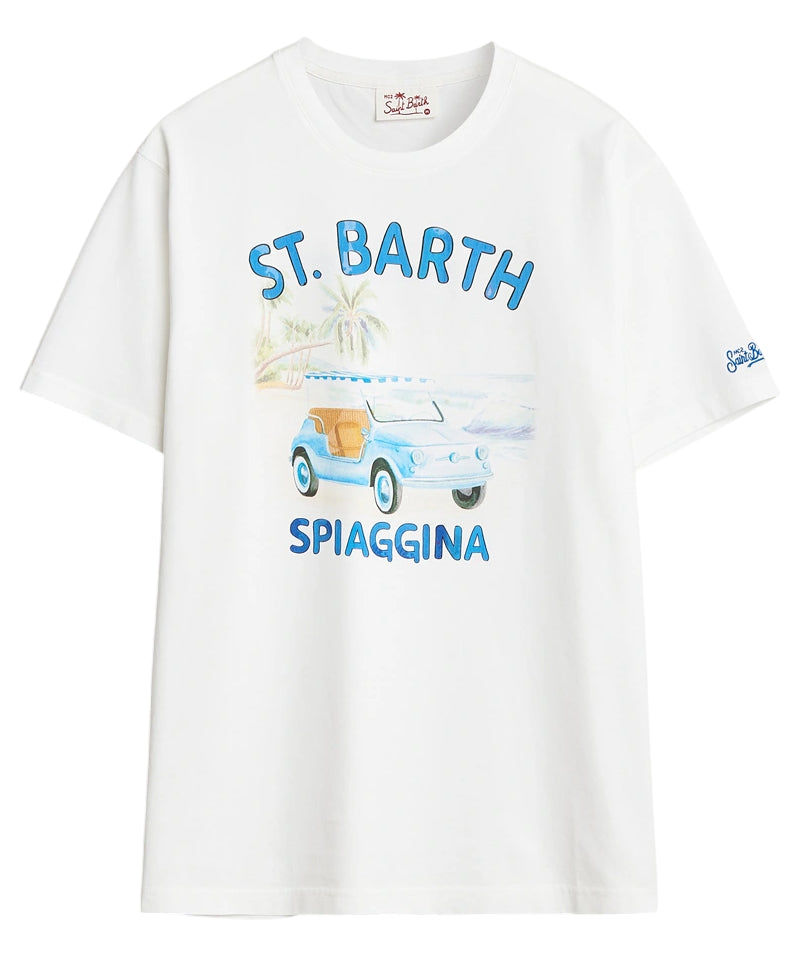 MC2 SAINT BARTH T-SHIRT UOMO PRINTED COTTON SPIAGGINA BIANCO