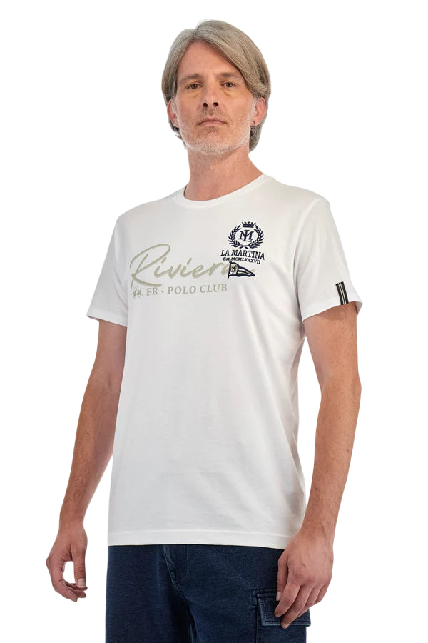 LA MARTINA T-SHIRT ALGERNON IN COTONE JERSEY REGULAR FIT OPTICH WHITE