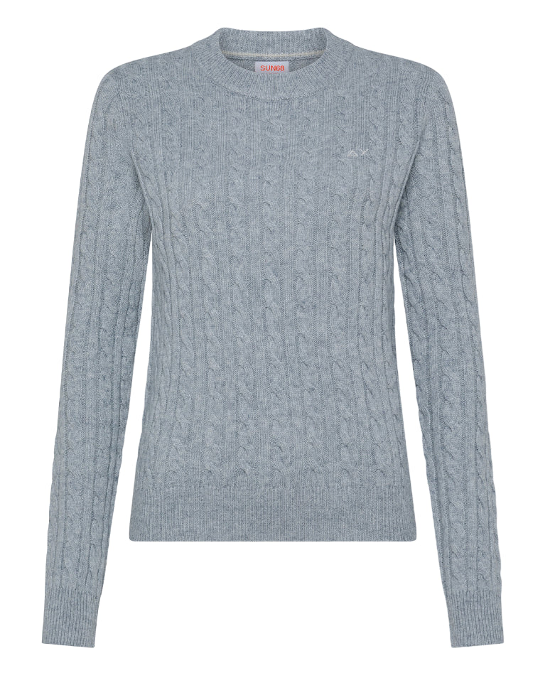 SUN68 MAGLIA A TRECCE IN MISTO CASHMERE GRIGIO MEDIOV