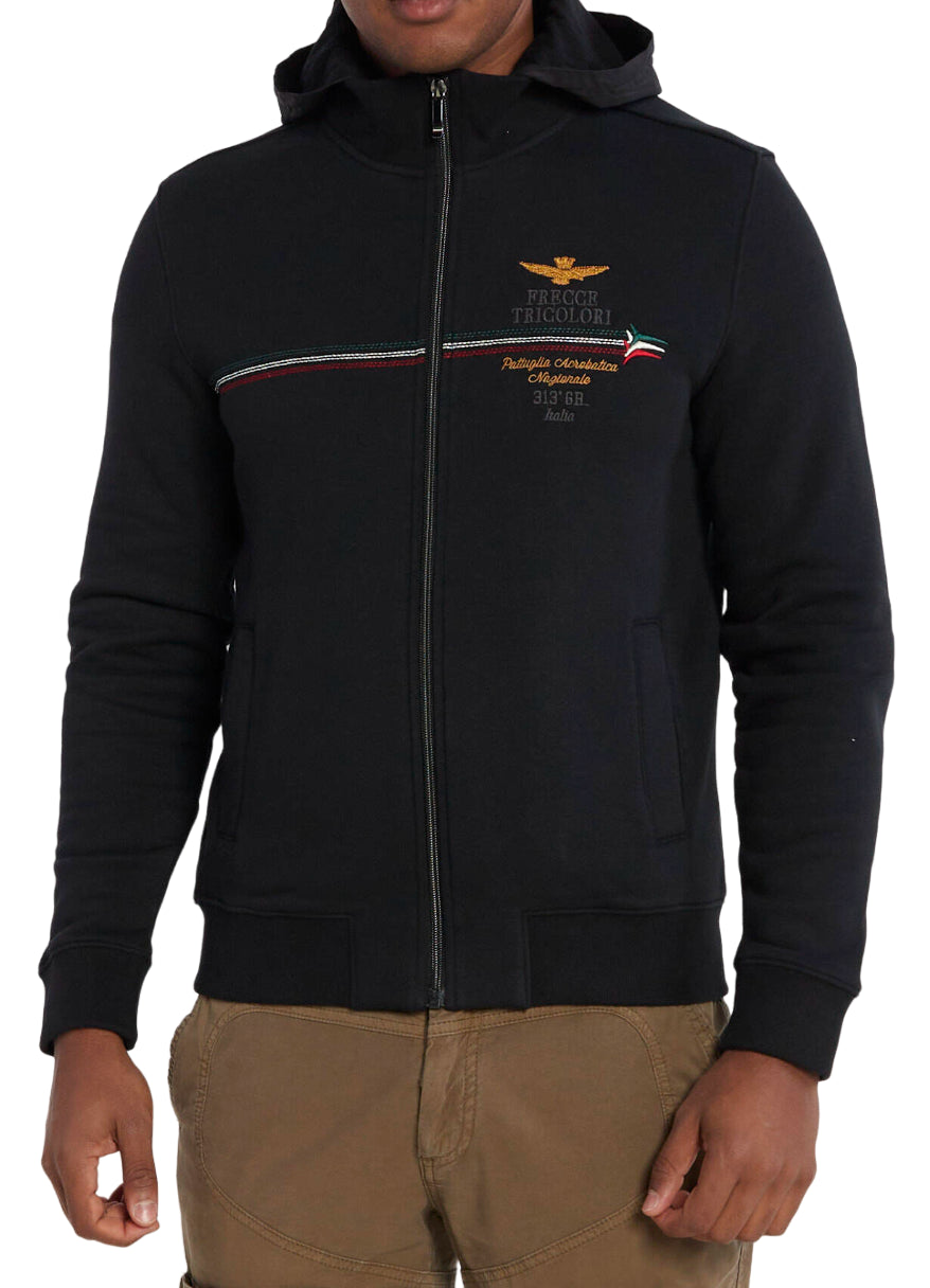 AERONAUTICA MILITARE FELPA RICAMATA JET BLACK