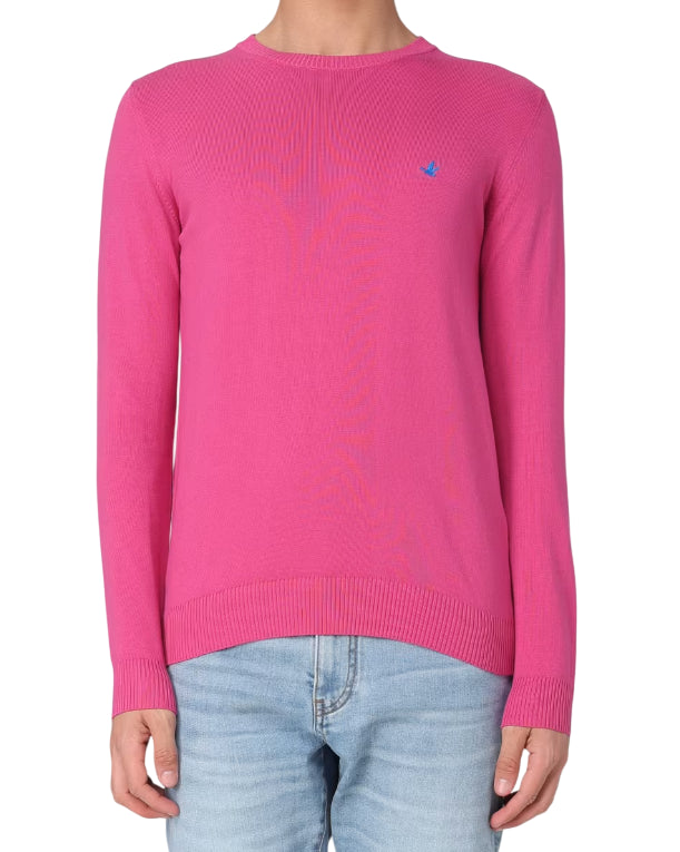 BROOKSFIELD MAGLIA GIROCOLLO COTONE COLORE ROSA BON BON