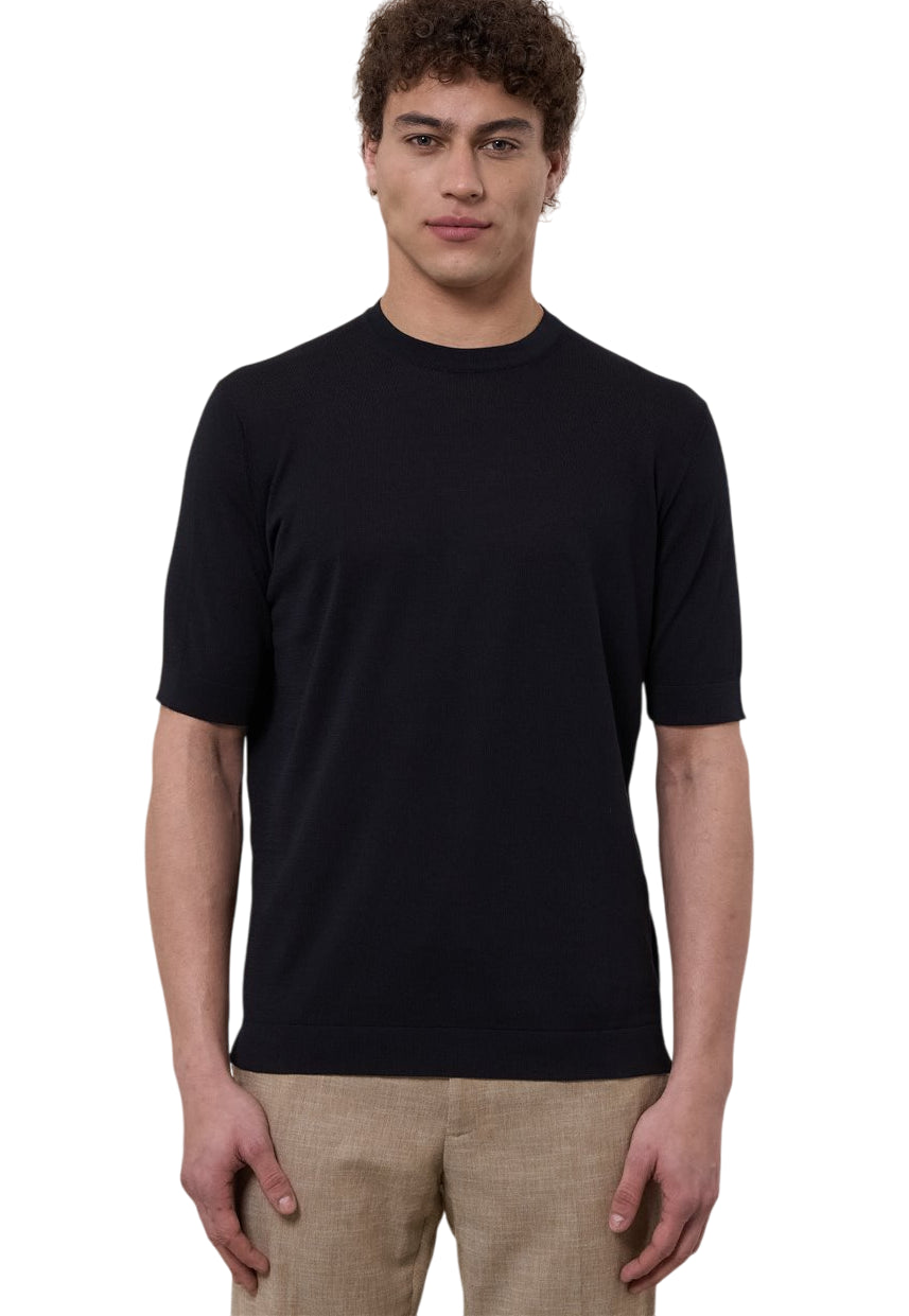 FILIPPO DE LAURENTIIS T-SHIRT COTONE CREPE NERO