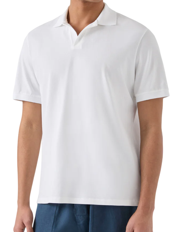 MC2 SAINT BARTH POLO CHARLES IN PIQUET DI COTONE WHITE SENZA BOTTONI