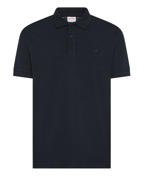 SUN68 UOMO POLO CON DETTAGLI FLOREALI IN COTONE BLU NAVY