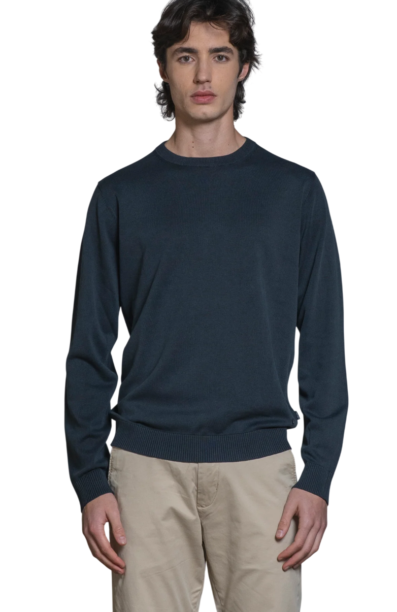 IMPURE MAGLIA LORIS SWEATER ROUND NECK IN COTTON COLORE BLU