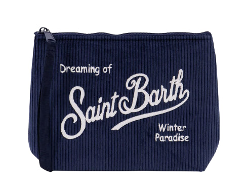 MC2 SAINT BARTH POCHETTE ALINE IN VELLUTO A COSTE BLU