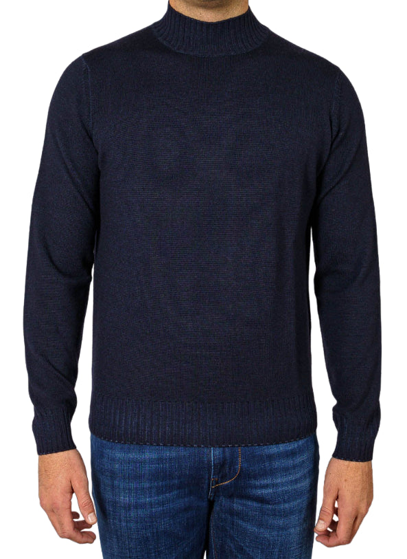 FILIPPO DE LAURENTIIS MAGLIA LUPETTO IN LANA NAVY NOTTE