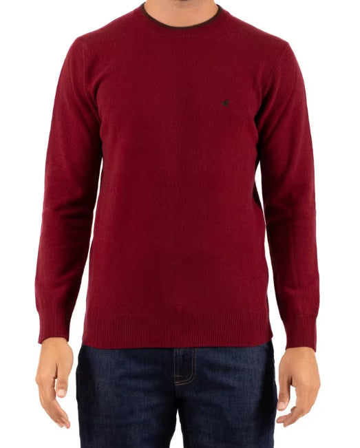 BROOKSFIELD MAGLIA GIROCOLLO RIGHINO A CONTRASTO IN LANA COLORE HENNE'