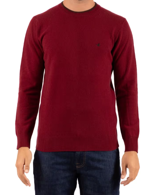 BROOKSFIELD MAGLIA GIROCOLLO RIGHINO A CONTRASTO IN LANA COLORE HENNE'