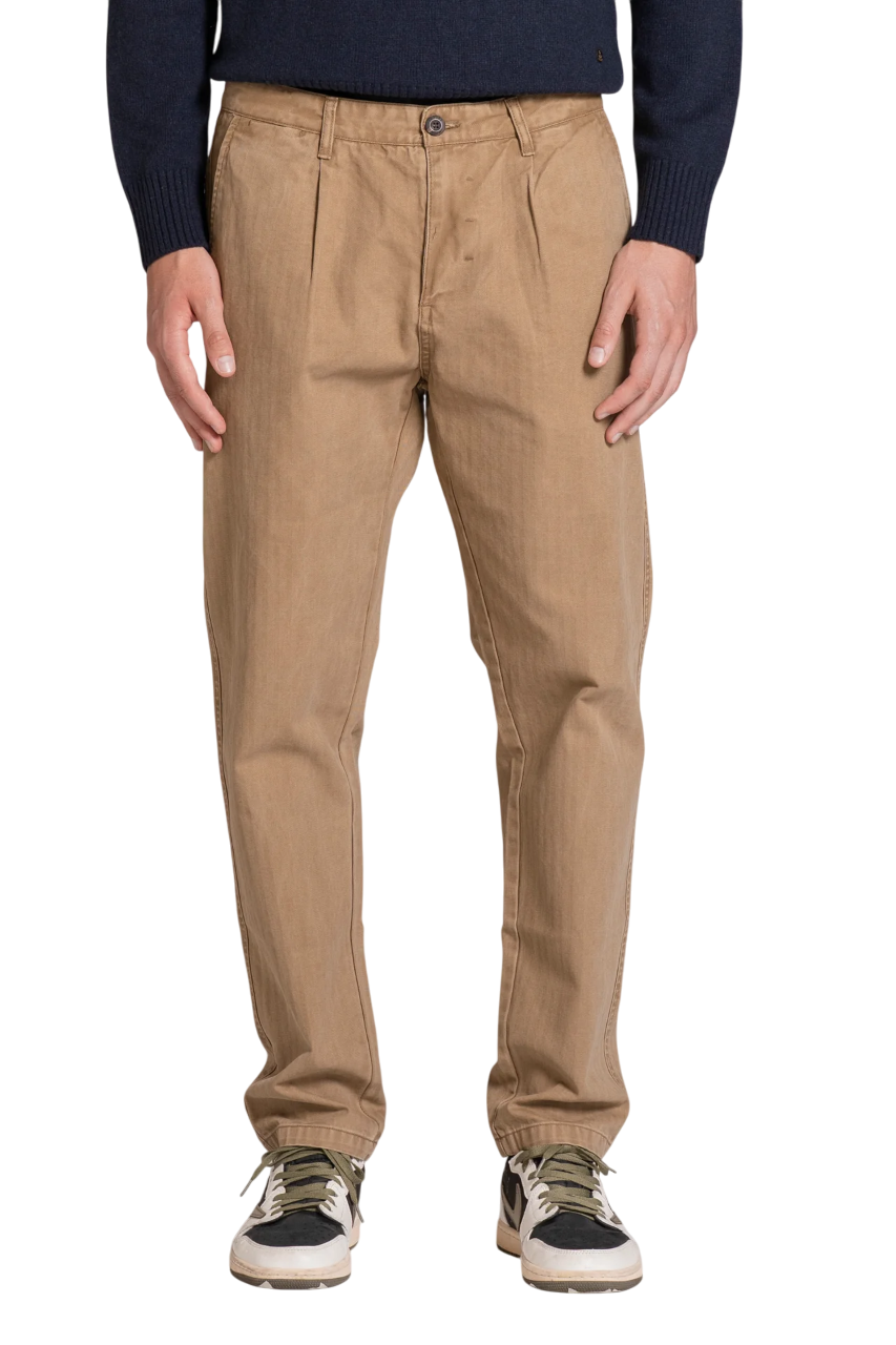 IMPURE PANTALONE MIHARA CHINO LONG IN HERRIGBONE COLORE KAKI