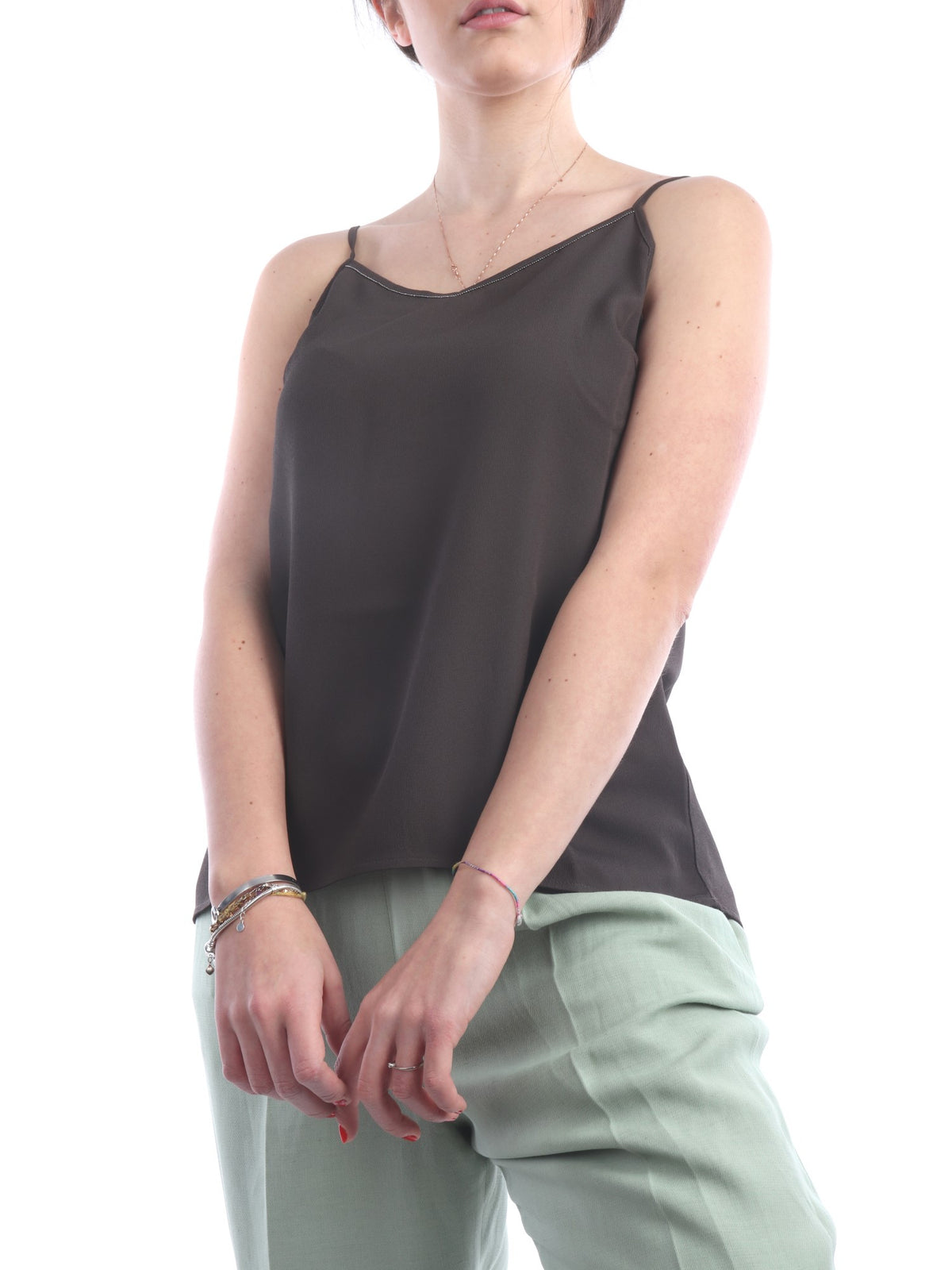 FABIANA FILIPPI TOP IN SETA COLORE FONDENTE