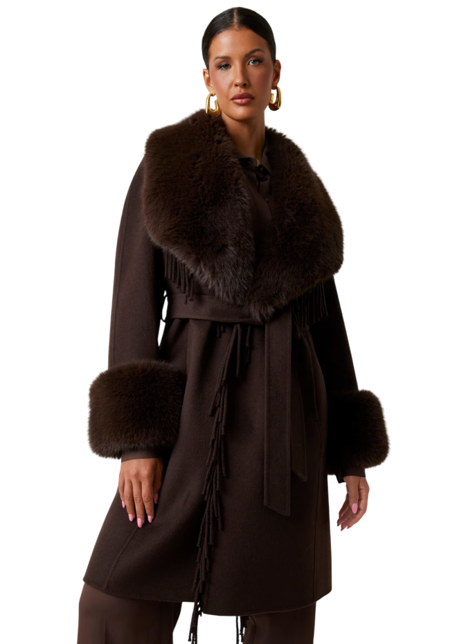 MARCIANO BY GUESS CAPPOTTO LUNGO MISTO LANA CHOCOLATE BROWN