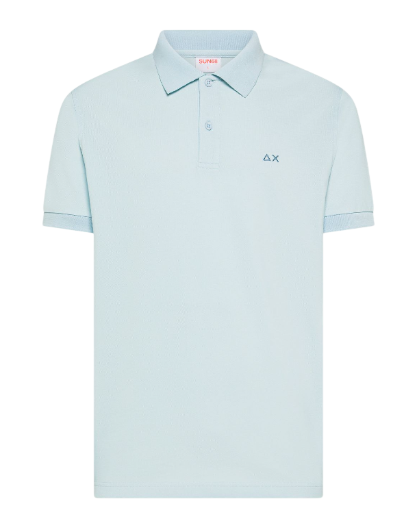 SUN68 UOMO POLO CON STAMPA PAISLEY IN COTONE AZZURRO