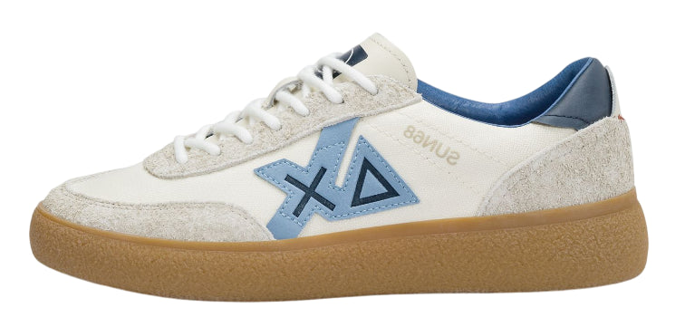 SUN68 SNEAKERS UOMO LUIS LOW BIANCO PANNA