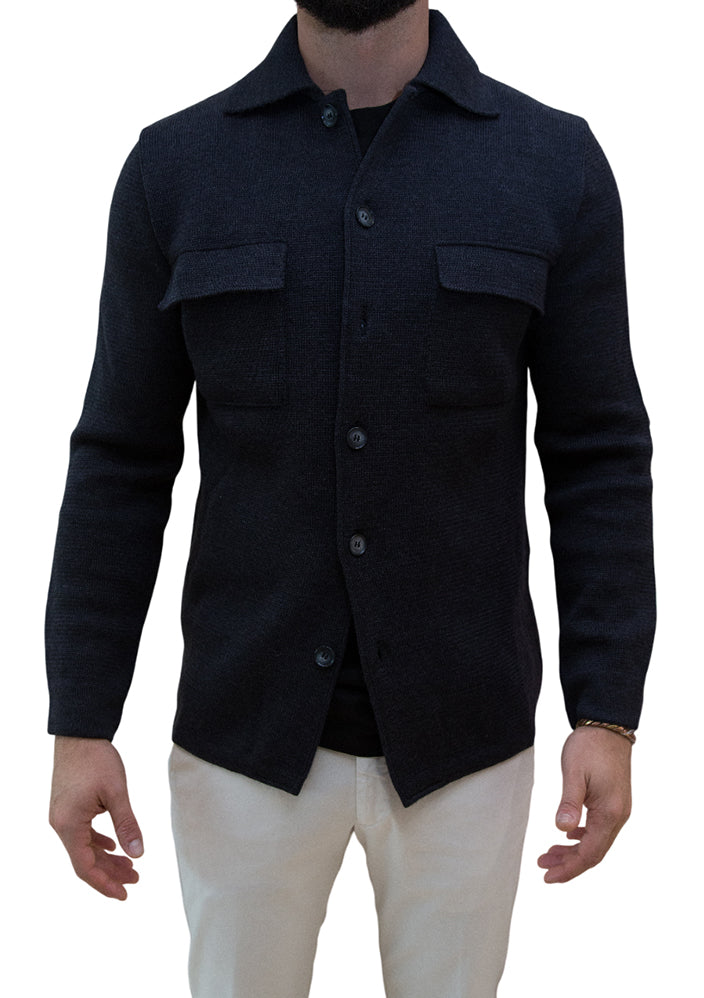 MARK MIDOR GIACCA MAGLIA OVERSHIRT IN LANA ANTRACITE