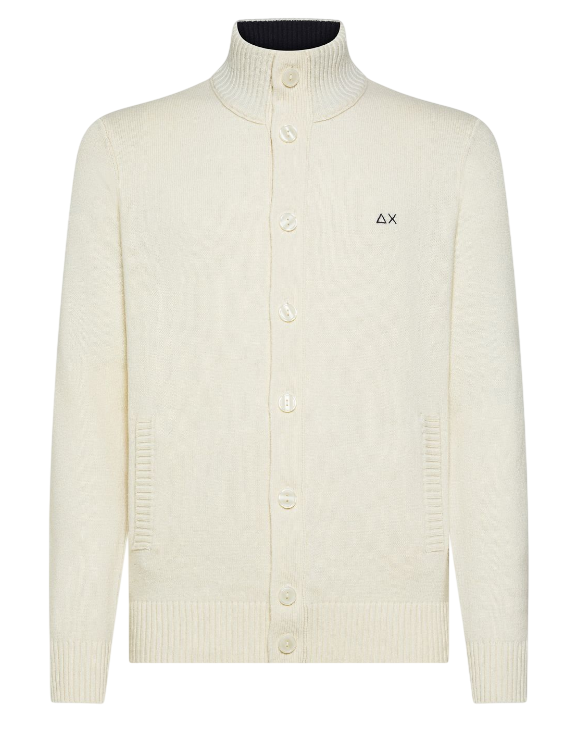 SUN68 CARDIGAN UOMO IN LANA E CASHMERE CON BOTTONI COLORE BIANCO PANNA