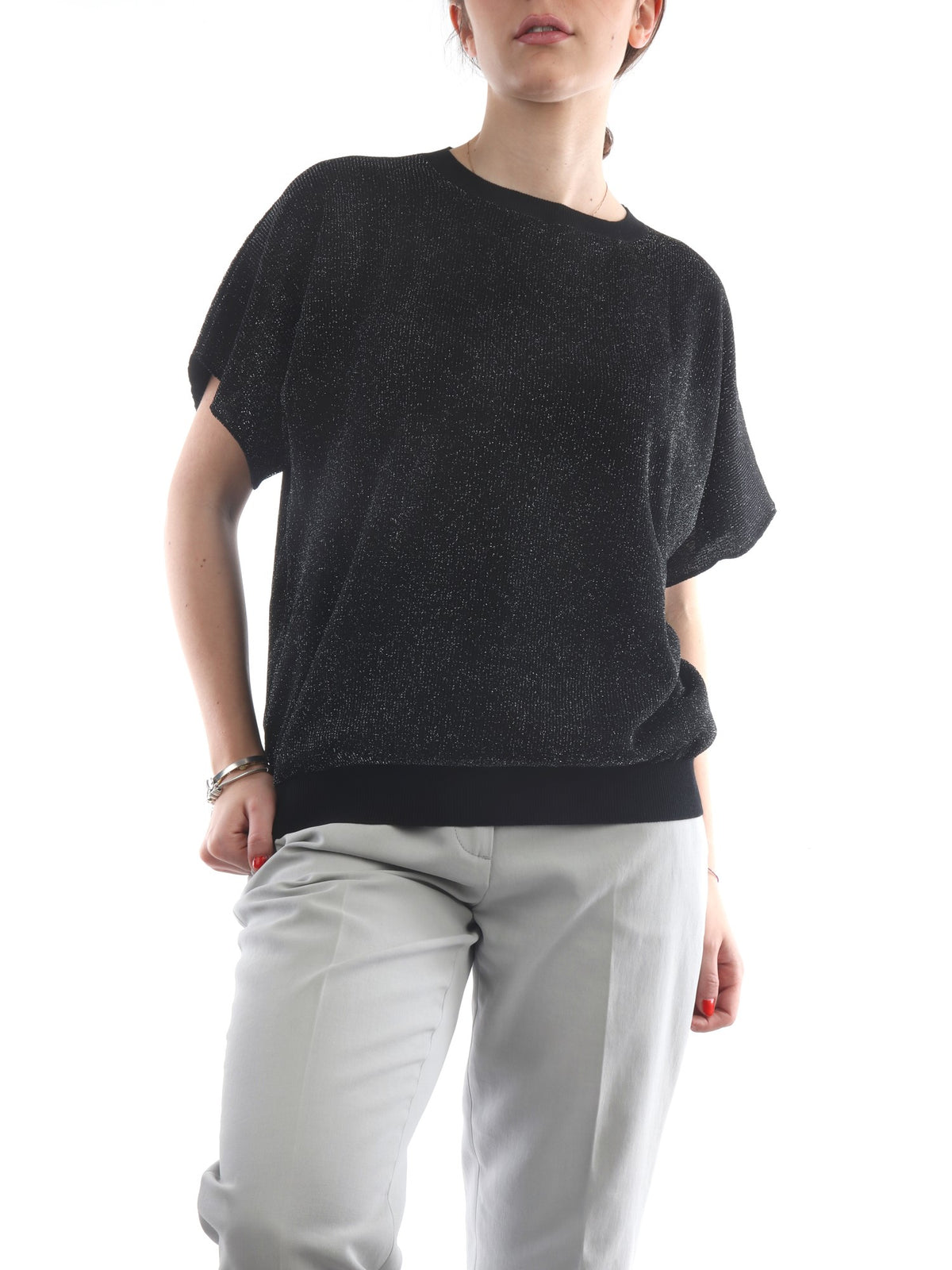 FABIANA FILIPPI MAGLIA IN COTONE LUREX COLORE NERO