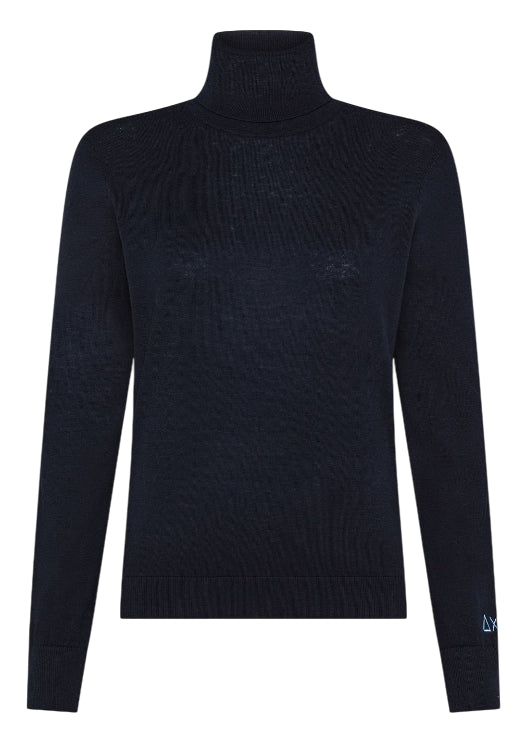 SUN68 DONNA DOLCEVITA IN FILATO DI MISTO LANA BLU NAVY