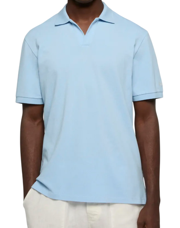 MC2 SAINT BARTH POLO CHARLES IN PIQUET DI COTONE LIGHT BLUE SENZA BOTTONI