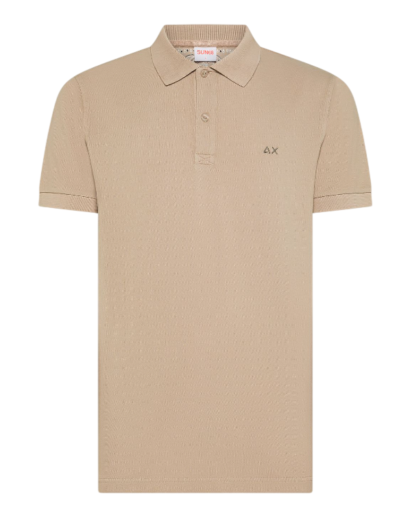 SUN68 UOMO POLO CON DETTAGLI FLOREALI IN COTONE STONE