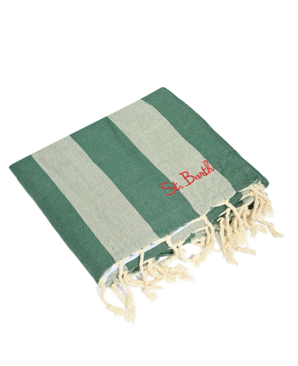 MC2 SAINT BARTH TELO MARE FOUTASPONGE IN COTONE A RIGHE VERDE