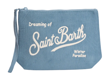 MC2 SAINT BARTH POCHETTE ALINE CORDUROY IN TESSUTO CELESTE