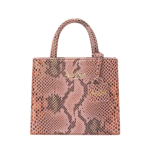 MC2 SAINT BARTH BORSA A MANO SHOP BAG MINI IN PELLE STAMPA PITONATA ROSA