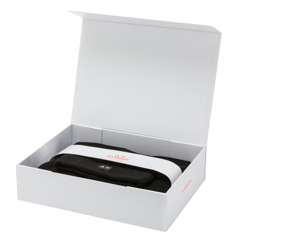 SUN68 BERRETTO E SCIARPA IN LANA COORDINATI COLORE NERO