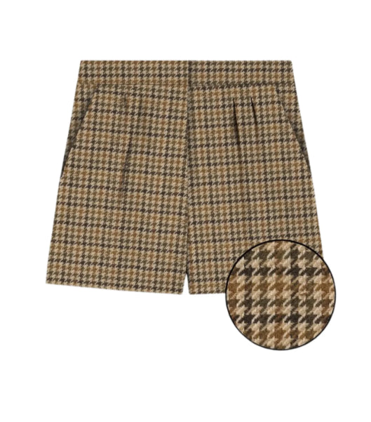 MC2 SAINT BARTH SHORTS AYA ENGLISH PIED DE POULE BEIGE MARRONE