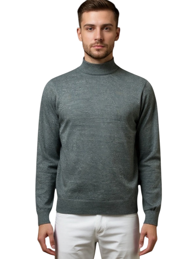 MARK MIDOR MAGLIA A LUPETTO IN LANA MERINO EXTRAFINE VERDE MUSCHIO