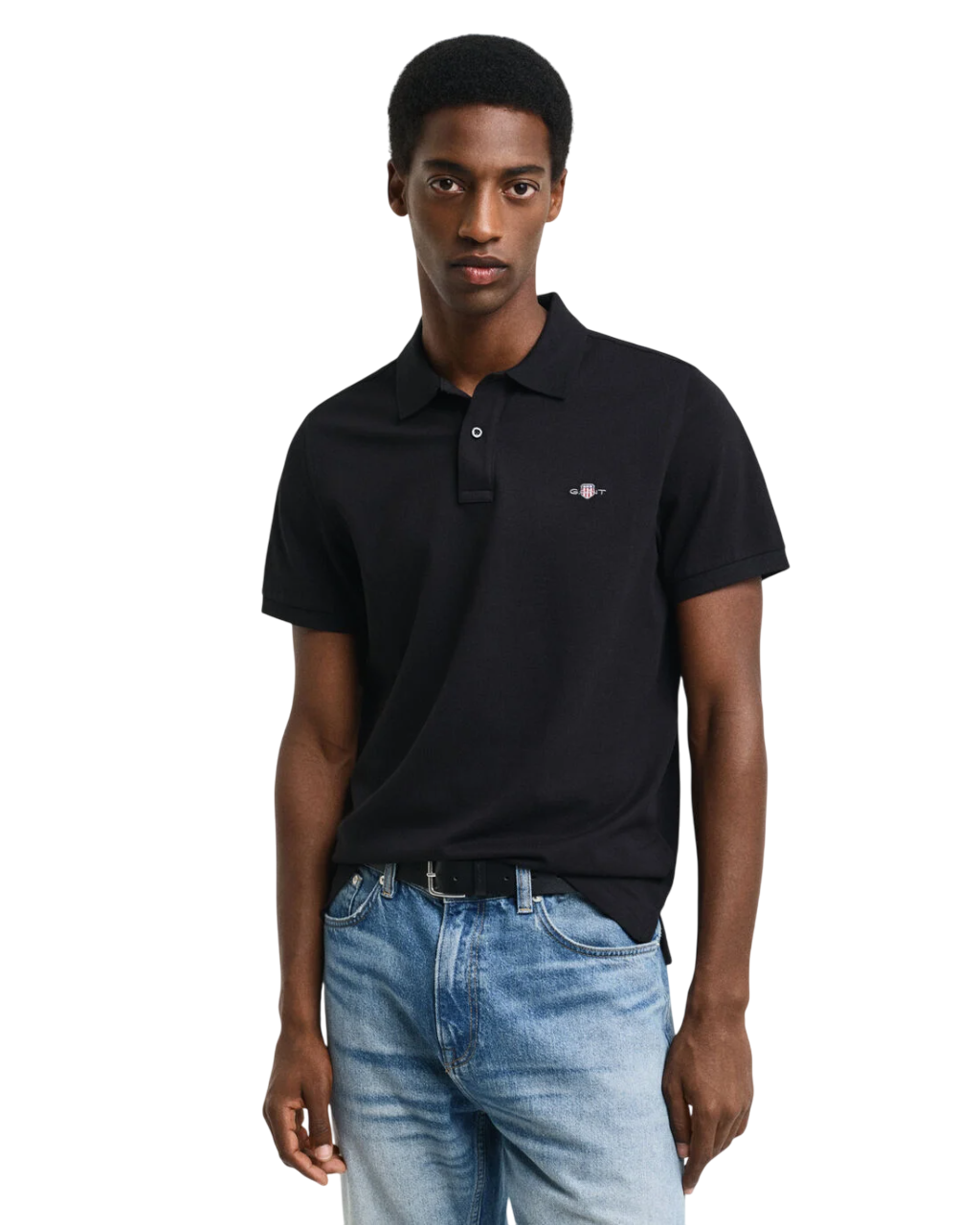 GANT POLO SHIELD IN PIQUE' REGULAR FIT BLACK