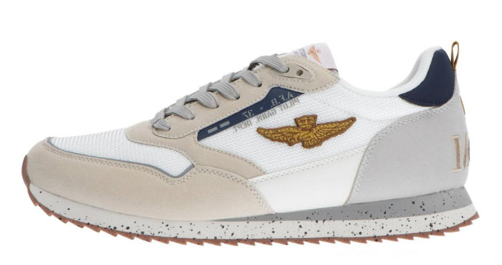 AERONAUTICA MILITARE SNEAKERS UOMO MESH E SUEDE OFF WHITE FROST